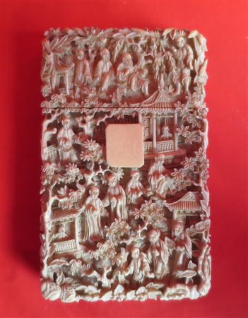 PORTA BIGLIETTI In avorio Cina XIX secolo cm 10x6x15