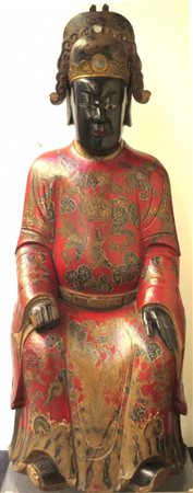 SCULTURA Scultura lignea raffigurante "Figura di Saggio" dipinto in lacca...