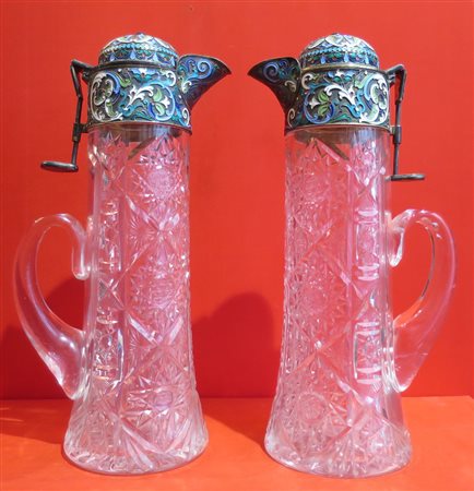 PAVEL OVCHINNIKOV - COPPIA DI BROCCHE, MOSCA, 1891 in cristallo intagliato...