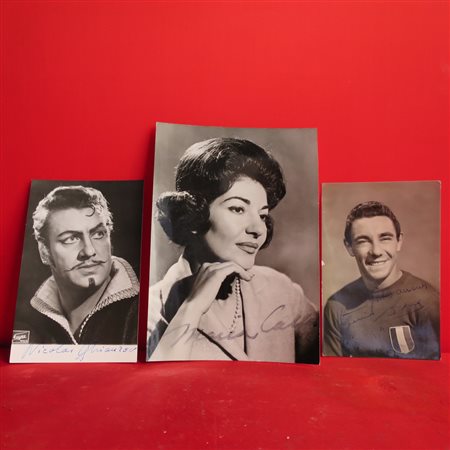 TRE FOTOGRAFIE Di cui una con Maria Callas autografata.