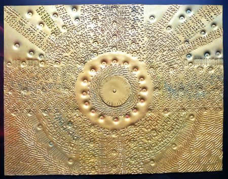 LINO TINE' (1932- ) - 'SENZA TITOLO' (UNTITLED) lastra metallica dorata. 65 x...