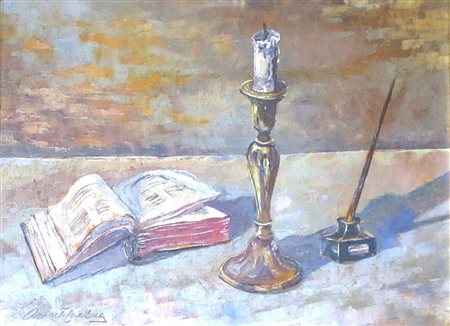 ONORATO CALDERA (1921- ) - 'NATURA MORTA CON CANDELIERE', 1969 (STILL LIFE...