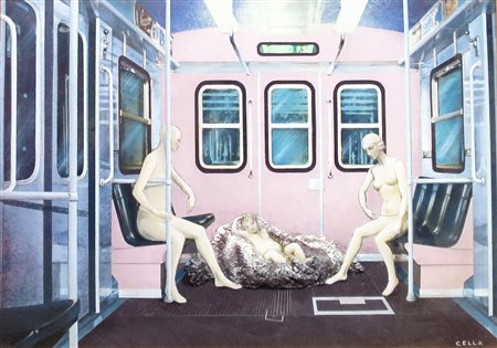 EZIO CELLA (1932 - ) - 'NATIVITA'',1989 (NATIVITY) Olio su tela 70 x 50 cm...