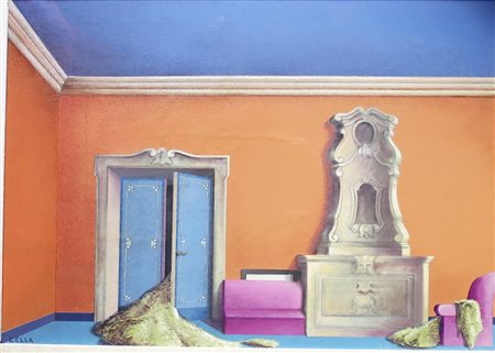 EZIO CELLA (1932 - ) - 'ALDILA' DELLA PORTA', 1985 Olio su tela 70 x 50 cm...