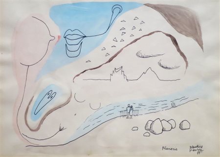 MAURICE HENRY (1907 - 1984) - FLANERIE, 1985 China e acquarello su carta 32 x...