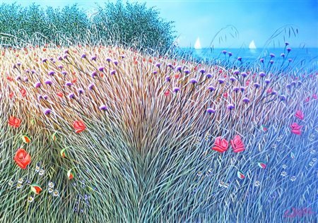 GIOVANNI DAUREA (1955- ) - 'CAMPO DI FIORI IN PRIMAVERA' ( FIELD OF SPRING...