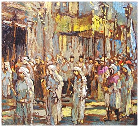 OVIDIO GRAGNOLI Grosseto 1893 – Firenze 1953 Senza titolo (Processione) Olio...