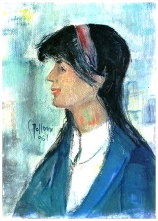 SILVIO POLLONI Firenze 1888 – Firenze 1972 Profilo di giovinetta 1961 Olio su...