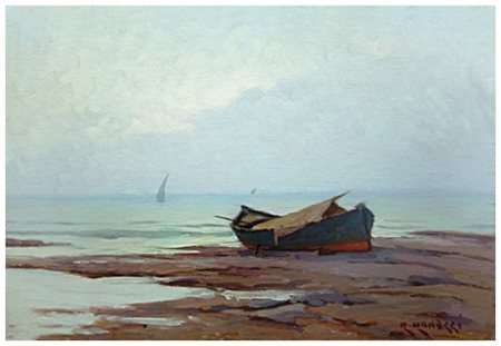 RENUCCIO RENUCCI Livorno 1880 – Livorno 1947 Senza titolo Olio su tavola 26,5...