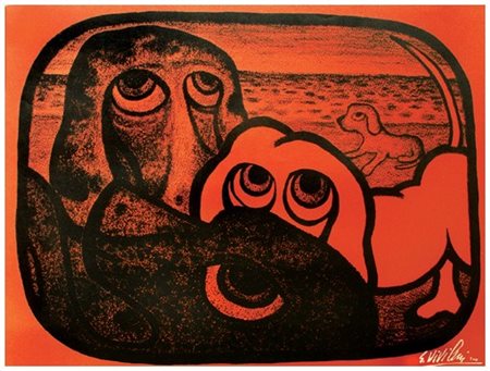 GIUSEPPE VIVIANI Agnano Pisano 1898 – Pisa 1965 I cani gialli 1960 Litografia...