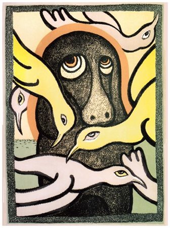 GIUSEPPE VIVIANI Agnano Pisano 1898 – Pisa 1965 Cane e uccelli 1961...