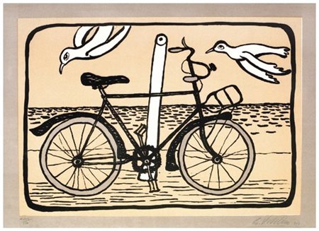 GIUSEPPE VIVIANI Agnano Pisano 1898 – Pisa 1965 La bicicletta 1961 Litografia...