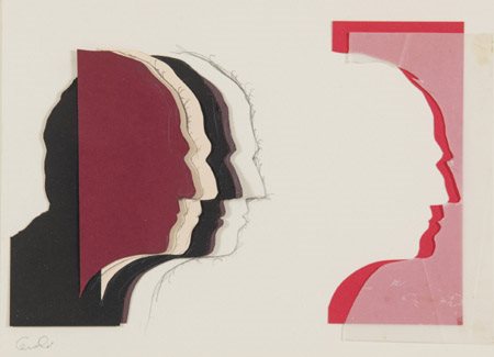 Mario Ceroli (Castelfrentano (Ch) 1938 ) Profili Collage e matite su cartone,...