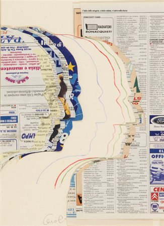 Mario Ceroli (Castelfrentano (Ch) 1938 ) Profili Collage e matite su cartone,...