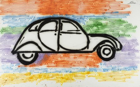 Saco (Ferrara 1961 ) Macchina Tecnica mista su tavola, cm. 122x196 Firma in...