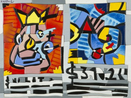 Ugo Nespolo (Mosso Santa Maria (Bi) 1941 ) No lot Acrilici su legno...