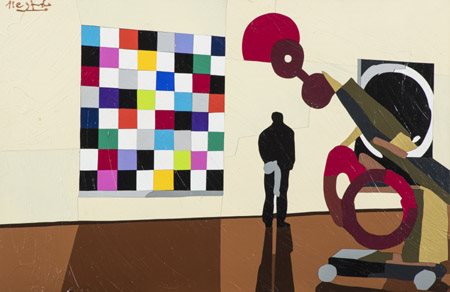 Ugo Nespolo (Mosso Santa Maria (Bi) 1941 ) Attese - Serie Musei Acrilici su...