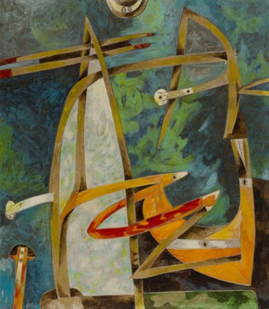 Gianni Dova (Roma 1925 Pisa 1991) Finale crudele 1962 Olio su tela, cm. 80x70...