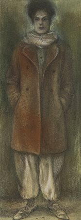 Andrea Martinelli (Prato 1965 ) Figura Tecnica mista su cartoncino, cm. 26x10...