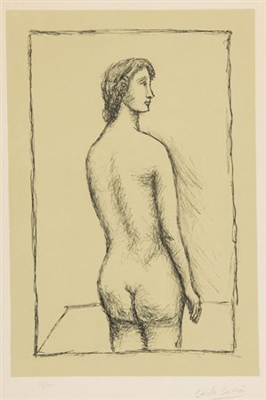 Carlo Carrà (Quargnento (Al) 1881 Milano 1966) Nudo 1962 Litografia su carta,...