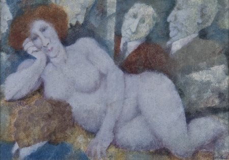 Remo Squillantini (Stia 1920 1996) Figure Olio su tela, cm. 35,5x50 Firmato...