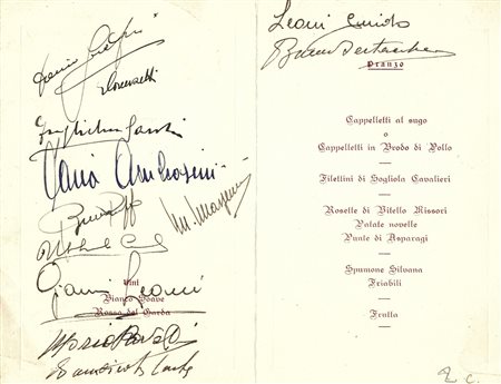 2 menù con firme di campioni in ambito automobilistico e...