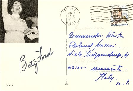 Firme autografe di Mamie Doud Eisenhower (cartolina con busta), Lilian Carter...