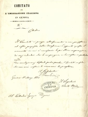 Belgioioso Cristina Trivulzio di, Lettera autografa firmata.Non...