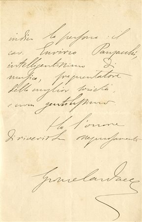 Carducci Giosuè, Lettera autografa firmata inviata ad una Principessa.Non...
