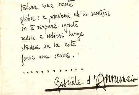 D'Annunzio Gabriele, 'Frammento'. Testo poetico firmato, autografo (?).Non...