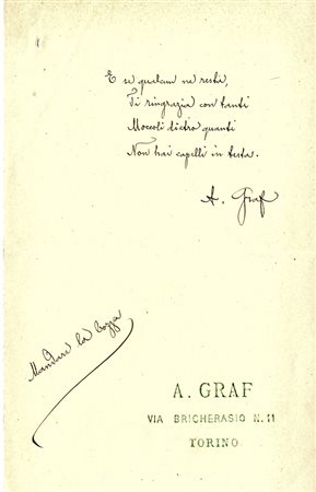 Graf Arturo, 'A un guidatore di automobili'. Brano poetico autografo...
