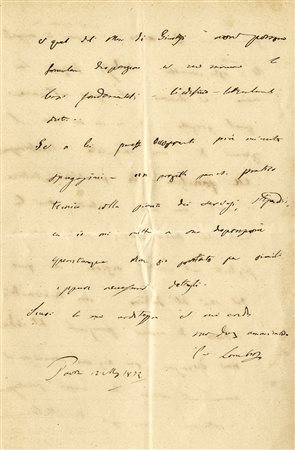 Lombroso Cesare, Lunga lettera autografa firmata.Datata 12 marzo...