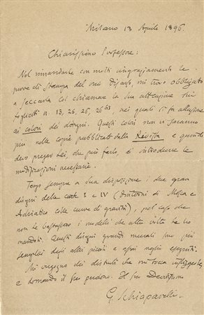 Schiaparelli Giovanni, Lettera autografa firmata inviata ad un...