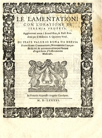 Bona Valerio da Bressa, Canto (Tenore, Basso) / Le Lamentationi / con...
