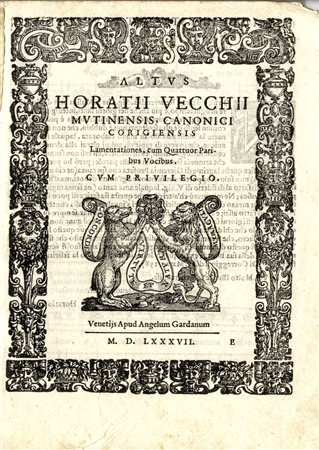 Vecchi Orazio, Altus (Bassus) / Horatii Vecchi / Mutinensis, Canonici /...