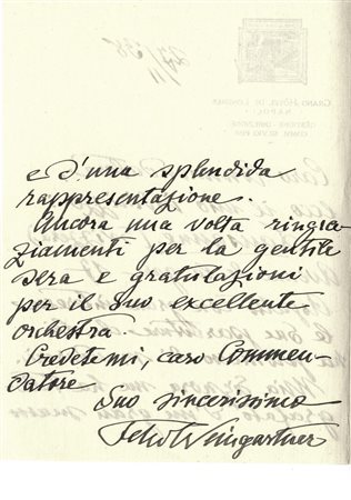 Weingartner Paul Felix von, Insieme di 6 lettere e 1 cartolina autografe...