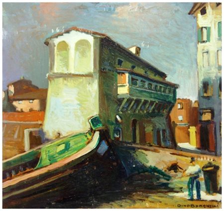 DINO BANCHELLI Livorno 1903 – Livorno 1974 Senza titolo Olio su faesite 58 x...