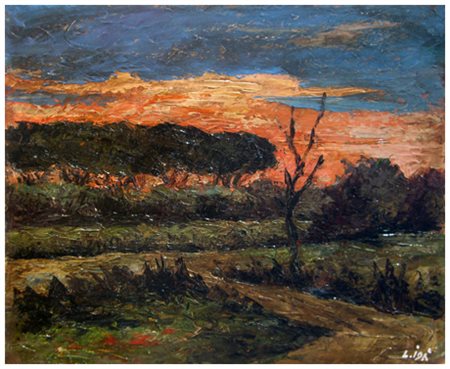 LUIGI IDA’ Livorno 1918 – Livorno 1998 Tombolo Olio su faesite 40 x 50. Firma...