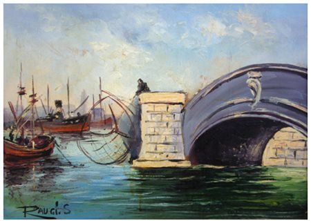 SERGIO RAUGI Livorno 1923 – Livorno 2000 Senza titolo Olio su tavola 29,5 x...