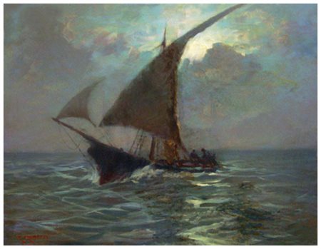 RENUCCIO RENUCCI Livorno 1880 – Livorno 1947 Senza titolo Olio su tavola 47,5...