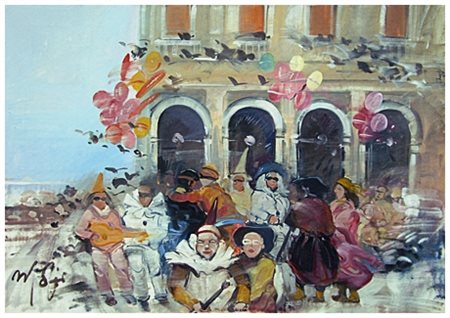 MARIO MADIAI Livorno 1944 A Venezia Olio su tela 50 x 70. Firma in b. a s.;...