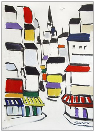 SANTE MONACHESI Macerata 1910 – Roma 1991 Senza titolo Olio su tela 70 x 50....