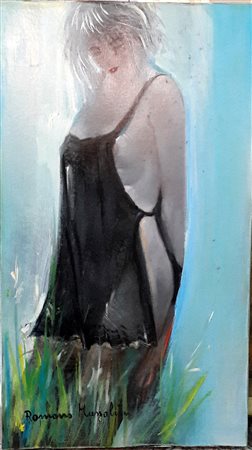 Romano Mussolini "Donna"- Olio su tela - cm 70x40 - Firma dell'artistain...