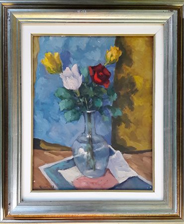 Dino Aliberti "Natura morta con fiori" - 1967 - cm 45x35 - Olio su tela -...