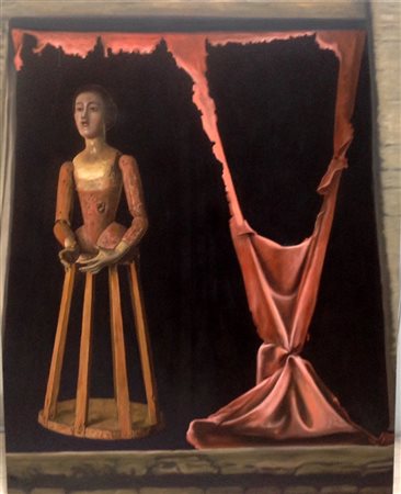 Antonio Sciacca "Madonna lignea"- Olio su tela - cm 100x80 - Autentica...