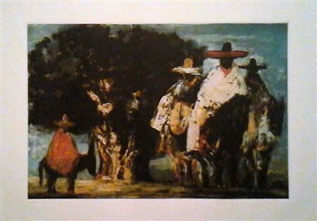 Salvatore Fiume "Messicani" - Litografia - cm 68x85 - es. n. 20/150 - Timbro...