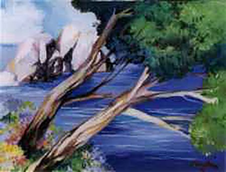 Renzo Meschis "Paesaggio marittimo" - Olio su tela - cm 35x45 - Firma in...