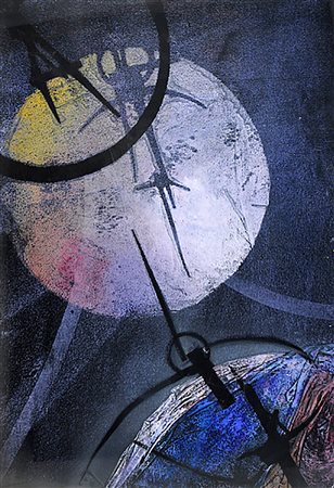 Guido Antoni "Sbarco sulla Luna" - cm 100x70 - Tecnica mista su cartone...