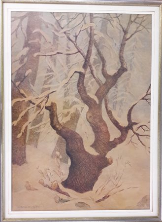 Gemma Vercelli "Bosco innevato" - Tecnica mista su cartone spesso - cm 70x50...