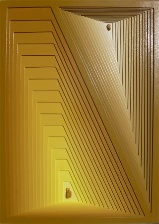 Alberto Lanzaretti "Ambra" - Ambra su legno intagliato e smaltato - cm 100x70...